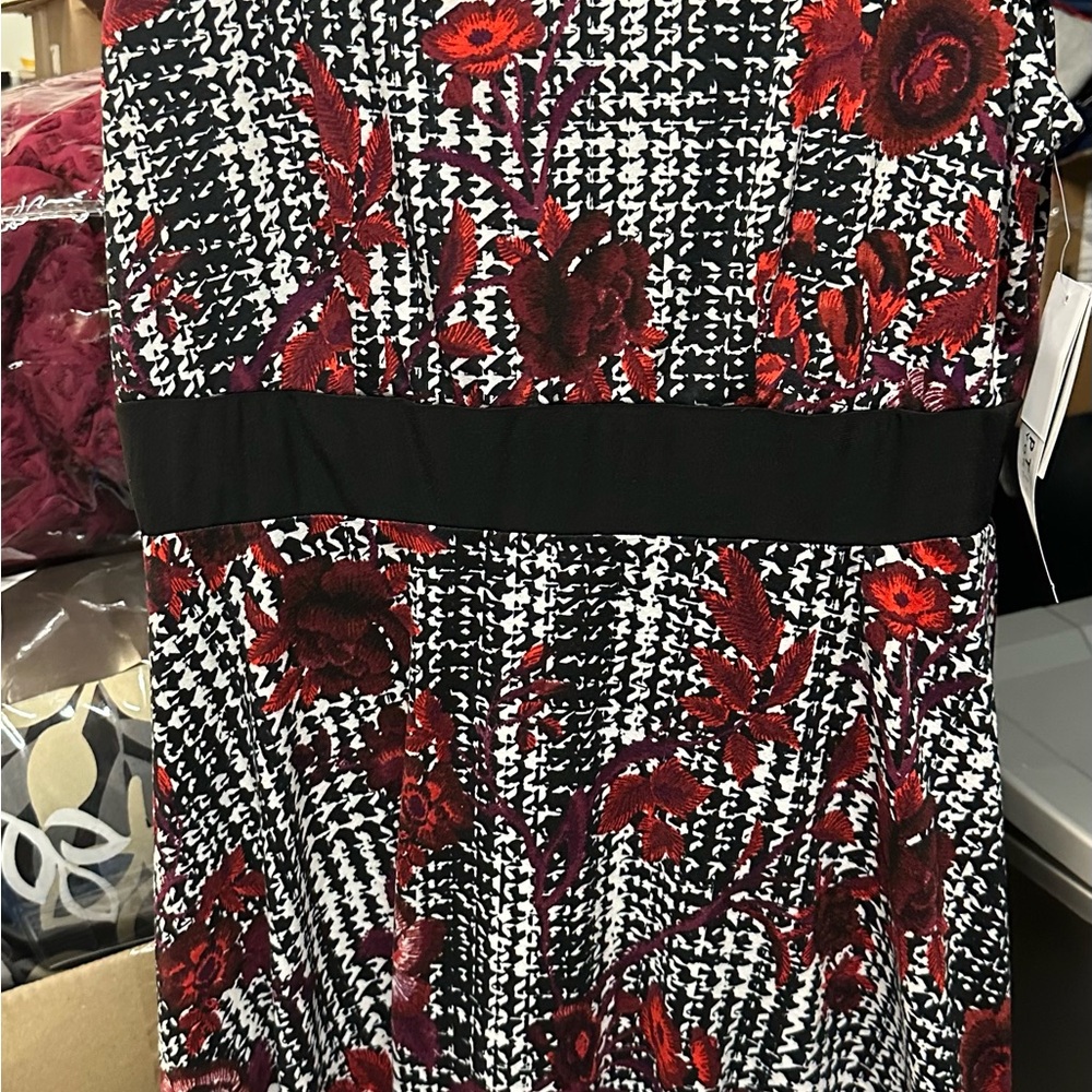 Elegant Black and Red Floral Dress